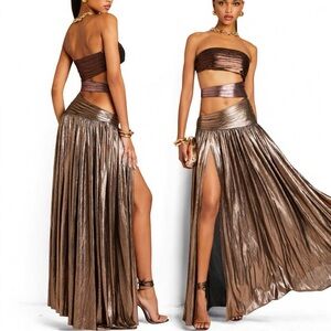 NWT RETROFETE Lia Dress in Brown Ombré Women’s Maxi Size XXS